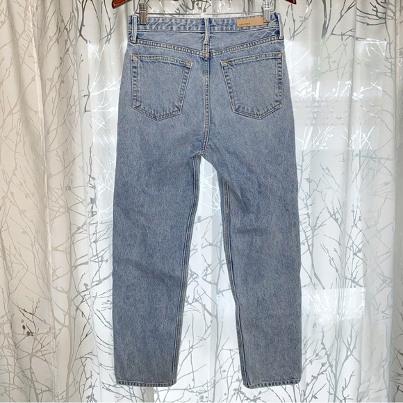 GRLFRND long leg zipper down the line ANDREA straight leg high rise BLUE JEANS - Picture 6 of 14